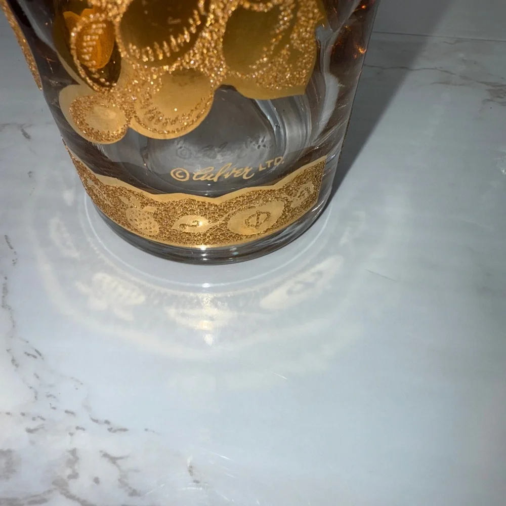 MCM CULVER 22k Florentine Fruit high ball GLASSES